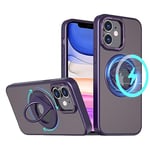 S. Dawezo Coque Magnétique pour iPhone 11 6,1 Pouces, Compatible avec MagSafe, Coque pour Téléphone à Protection Militaire, Magnétique 360° Support Rotatif Coque pour iPhone 11, Violet