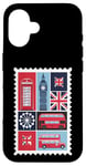 iPhone 16 London Stamp with Iconic Landmarks - London Souvenir Case