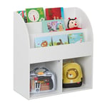 Relaxdays Bibliothèque pour Enfants, H x l x P : 78,5 x 72 x 33,5 cm, 5 Compartiments Ouverts pour Livres, étagère pour Enfants, étagère pour Enfants, Blanche