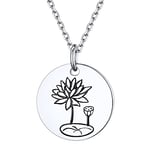 Collier Fleur de Naissance Femme Argent 925 Médaille Fleurs Lotus Pendentif Naissance Juillet Chaîne Réglable Bijoux Cadeau Anniversaire pour Maman Fille