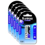 UNIROSS Lot de 5 Packs de 1 Pile Rechargeable RCR123A LIR16340 LITHIUM 650mAh, 12V