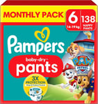 Pampers Baby-Dry Nappy Pants Paw Patrol Edition Size 6 138 Nappies 14kg-19kg