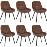 Chaises de Salle à Manger Lot de 6, Chaises Relaxantes en SimiliCuir, Ergonomiques avec Dossier, Marron BH332br-6 - Woltu