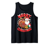 Festive Xmas Santa on Marry Christmas Wild Turkey Tank Top