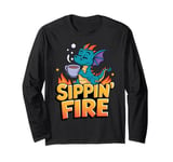 Sippin’ Fire Cute Dragon Tea Lover Long Sleeve T-Shirt