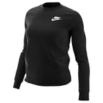 Nike W NSW Club Crew FLC T-Shirt à Manches Longues Femme, Black/White, FR (Taille Fabricant : XS)