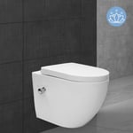 Ml-design - ecd Germany wc Suspendu sans Rebord en Céramique Blanc, Fonction Bidet, Revêtement Nano, Toilette Suspendue Long 55,5 cm, avec Siège