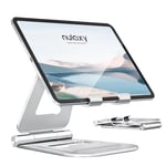 NULAXY Dual Foldable Tablet Stand, Fully Adjustable Desktop iPad Holder Accessories for Office Compatible with iPad Pro Air mini 2 3 4, Samsung Tab, iPhone Pro Max Plus, More Mobile Devices- Silver