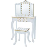 Coiffeuse enfant en bois avec miroir tabouret blanc or Fantasy Fields Teamson TD-11670M - Blanc