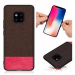 Huawei Mate 20 Pro cloth leather case - Coffee / Red