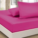 Imperial Rooms Fitted Sheet 40 Cm - Single Bed Sheets Brushed Microfiber Easy Care Soft Extra Deep Fitted Bed Sheet - Shrinkage and Fade Resistant (Hot Pink)