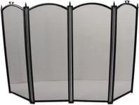 Home Discount Fire Vida Fire Screen 4 Panel, Black