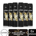 Lynx XXL Gold 48-Hour High Definition Fragrance Body Spray Deodorant, 6x250ml