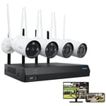 Kit de Vidéosurveillance 4K 8MP 2,4/5GHz WiFi 6 Extérieure, Vision Nocturne Couleur, Détection Personne/Véhicule, 12CH 2To nvr et 4X 8MP Caméra WiFi