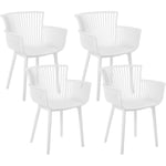 Beliani - Lot de 4 Chaises à Manger en Plastique Polyvalentes avec Accoudoirs Blanc Pesaro