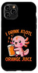 Coque pour iPhone 11 Pro Je bois du jus d'orange A'lotl Funny Axolotl Kawaii