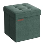 SONGMICS Banc de Rangement Pliable de 110 cm, Coffre de Rangement, Tabouret Repose-Pieds, Pouf de Chambre, Vert Rétro LSF027C01