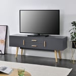 Meuble TV Alavus 140 x 40 x 56 cm Gris Foncé [en.casa]