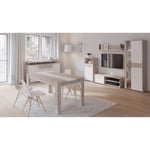 GULADA Ensemble meuble télé - buffet 170cm - table à manger 160cm - Contemporain - Blanc et décor chêne