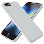 TAXXOE Liquid Silicone Case Compatible with iPhone SE 2020/2022, iPhone 8/7, 4.7 Inch, Soft-Touch, Shockproof, DustProof, Antiskid Full Body Phone Cover for iPhone SE - White