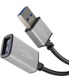 KabelDirekt - Câble de rallonge USB A 3.0-2m - (connecteur USB A sur Port USB A, Convient pour Tous Les Ports USB A, Noir/Space Grey) - Pro Series