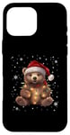 Coque pour iPhone 16 Pro Max Ours de Noël Lumières de Noël Père Noël Ours en peluche Noël