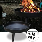 Brasero de jardin Bol de feu 80 cm fond en dentelle pieds anti-rouille barbecue Fire Pit pour chauffage - Noir - Vingo