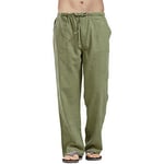 Mens Summer Beach Loose Cotton Linen Pants Yoga Drawstring Elasticated Trousers