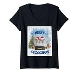 Womens Merry Stoogemas V-Neck T-Shirt