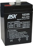 DSK 10355 - Batterie au Plomb AGM Rechargeable scellée 6V 4,5 Ah. Idéal pour Les alarmes domestiques et industrielles, Les Jouets électriques, Les clôtures, Les balances et Les appareils de mobilité