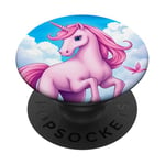 Pink Unicorn with Clouds and a Bright Rainbow PopSockets Adhesive PopGrip