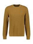 GANT Textured Cotton Crew Neck Jumper, Wooden Beige