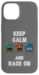 Coque pour iPhone 14 Casques rétro vintage, Go Kart Car Racing, Keep Calm & Race On