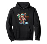 Cute Snowboarder Monkey Pullover Hoodie