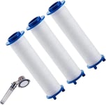 Lot de 3 filtres pour pommeau de douche, filtre de douche à ions négatifs pour eau purifiée et plus douce, filtre anti-calcaire en coton PP universel pour pommeau de douche à effet pluie