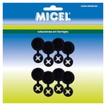 MICEL - 92612 - Lot de 8 bouchons en plastique pour vis aveugles de plaque d'immatriculation, en nylon, couleur noire, diamètre extérieur de 12 mm