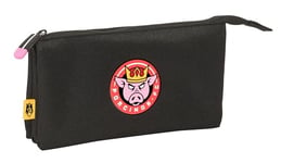 Safta Kings League Porcinos Trousse Triple pour Enfant, idéale pour Les Enfants d'âge Scolaire, Confortable et Polyvalente, qualité et résistance, 22 x 3 x 12 cm, Couleur Noire, Noir, Estándar,