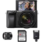 Sony Alpha 6400 | APS-C Mirrorless Camera with Sony 18-135 mm f/3.5-5.6 Zoom Lens (Portrait Creator kit including: E 50mm F1.8 OSS Lens, Memory Card and Flash)