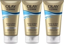 3 Olay Cleanse Detox & Glow Daily Exfoliating Polish Gentle All Skin Types 150ML