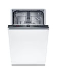 Bosch Series 2 Spv2Hkx42G 45Cm Wide Slimline, 10-Place Settings Integrated Dishwasher - 5 Programmes, Vario Baskets, 4 Options, Info Light, 3/6/9Hr Time Delay, 48Db, 8.9L - Black