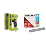 RYOBI - Agrafeuse 18V ONE+ - Chargeur 90 Agrafes, Dos 9,4 mm, Lgr 6,35mm à 14,3mm - Livrée avec Agrafes et Crochet de Maintien - R18ST50-0 & Arrow A506Ip Agrafes, T50, 10 mm