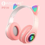 Kids Headphones Wireless Headset Children Bluetooth Earphones LED Light Cat Ear