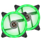 Lot de 2 ventilateurs de boîtier silencieux à LED Vert, ventilateurs d'ordinateur de 120 mm,ventilateur d'ordinateur silencieux à pour boîtiers d'ordinateur de bureau (Vert)