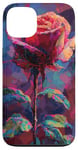 Coque pour iPhone 13 Y2k Rose pixelisée Glitch Art Rose Art Floral