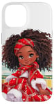 Coque pour iPhone 14 Fille noire magique à la peau brune, mélanine, sœur de Noël