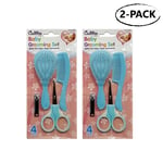 Baby Grooming Set 4 Piece Safe Nail Scissors ,Clippers And Brush Comb BLUE 2PK