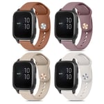 Vancle 4 Pieces Bracelet Compatible pour Garmin Venu Sq/Venu Sq 2/Venu/Venu 2 plus/Garmin Vivoactive 5/Vivoactive 3/Forerunner 55 245, Silicone Bracelet (Marron/Lait Thé/VioFumé/Starli)