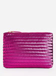 Boden Woven Metallic Pouch Bag, Pink Metallic