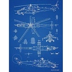 Artery8 Mil MI-35 Hind Helicopter Gunship Blueprint Plan Art Print Canvas Premium Wall Decor Poster Mural