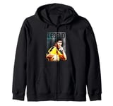 Bruce Lee Legend Iconic Yellow Jumpsuit Vintage Poster Zip Hoodie